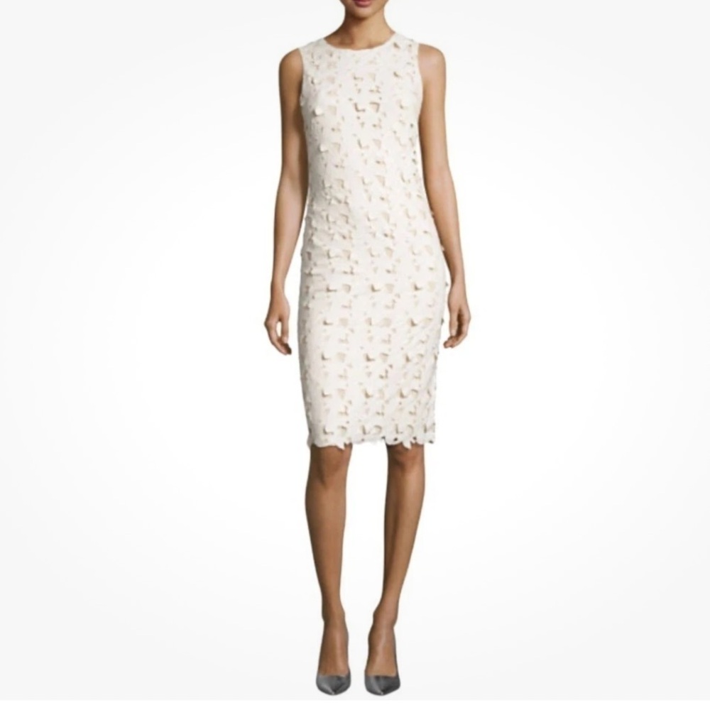 ALICE + OLIVIA Lace Pattern Faux Leather Midi Length Dress Size: 4